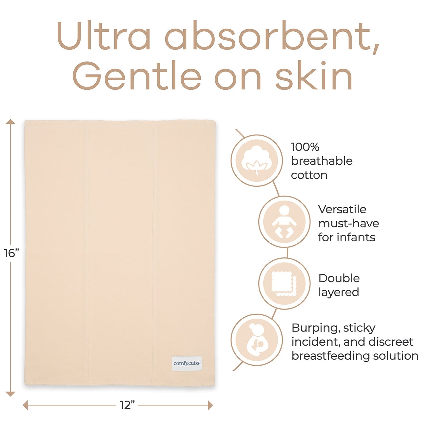 Cotton Burp Cloths - Cream