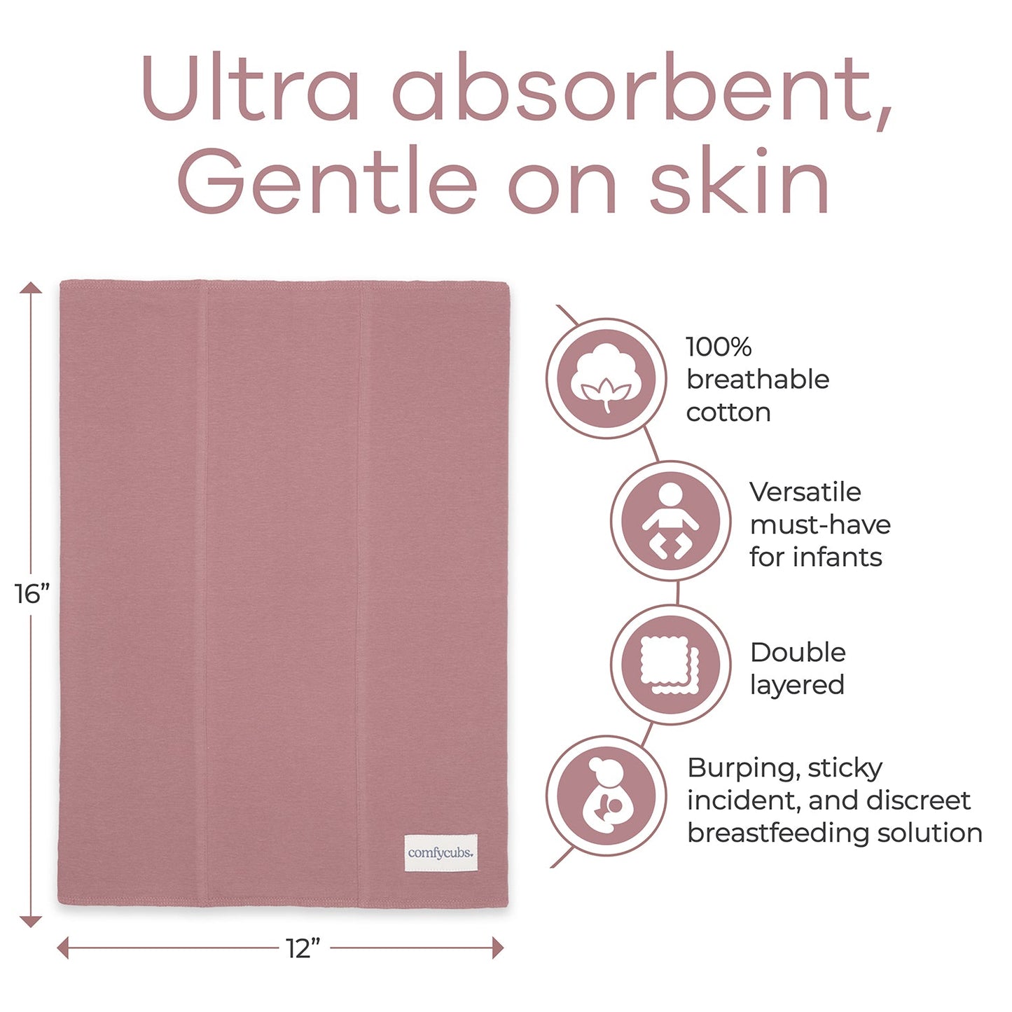 Cotton Burp Cloths - Mauve