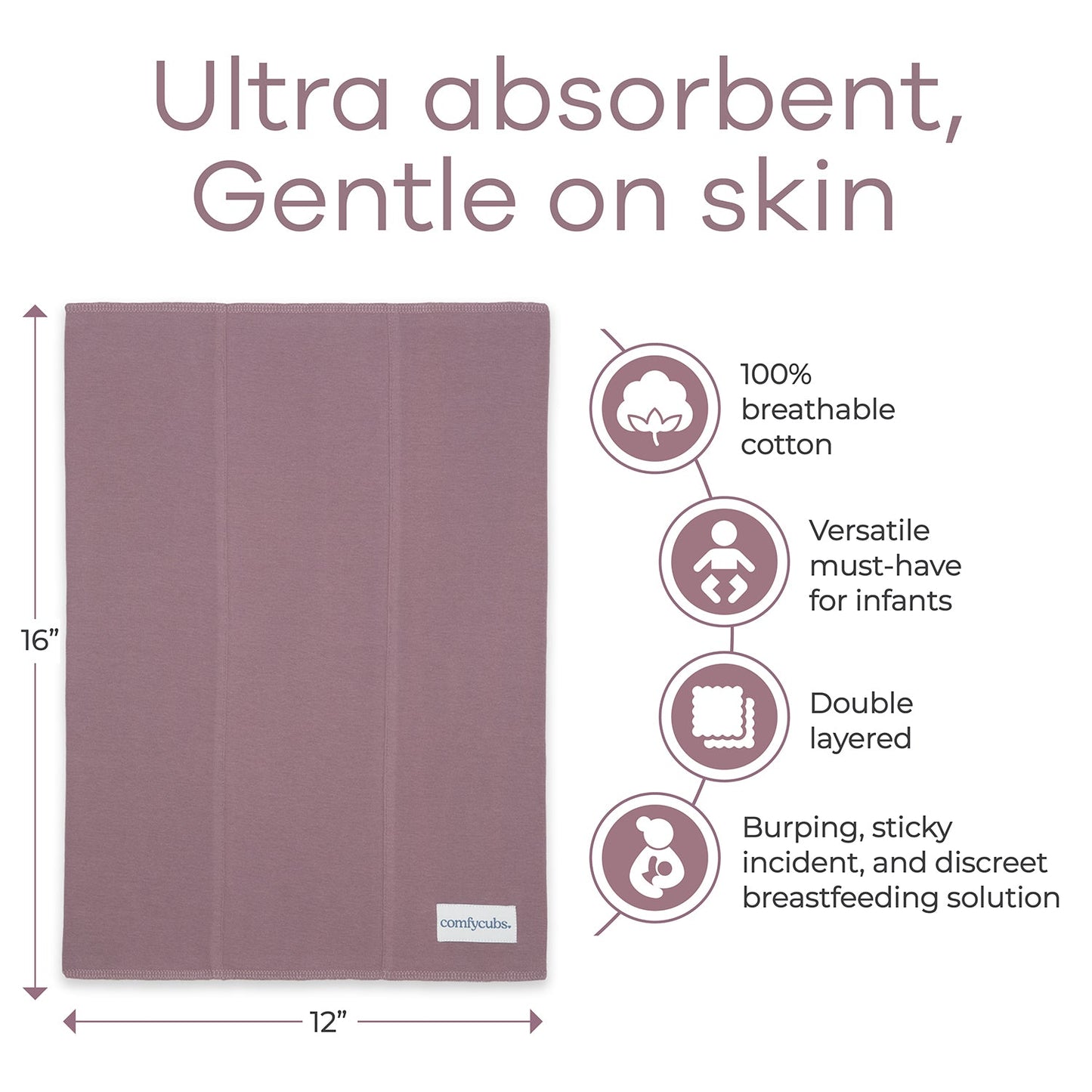 Cotton Burp Cloths - Mulberry