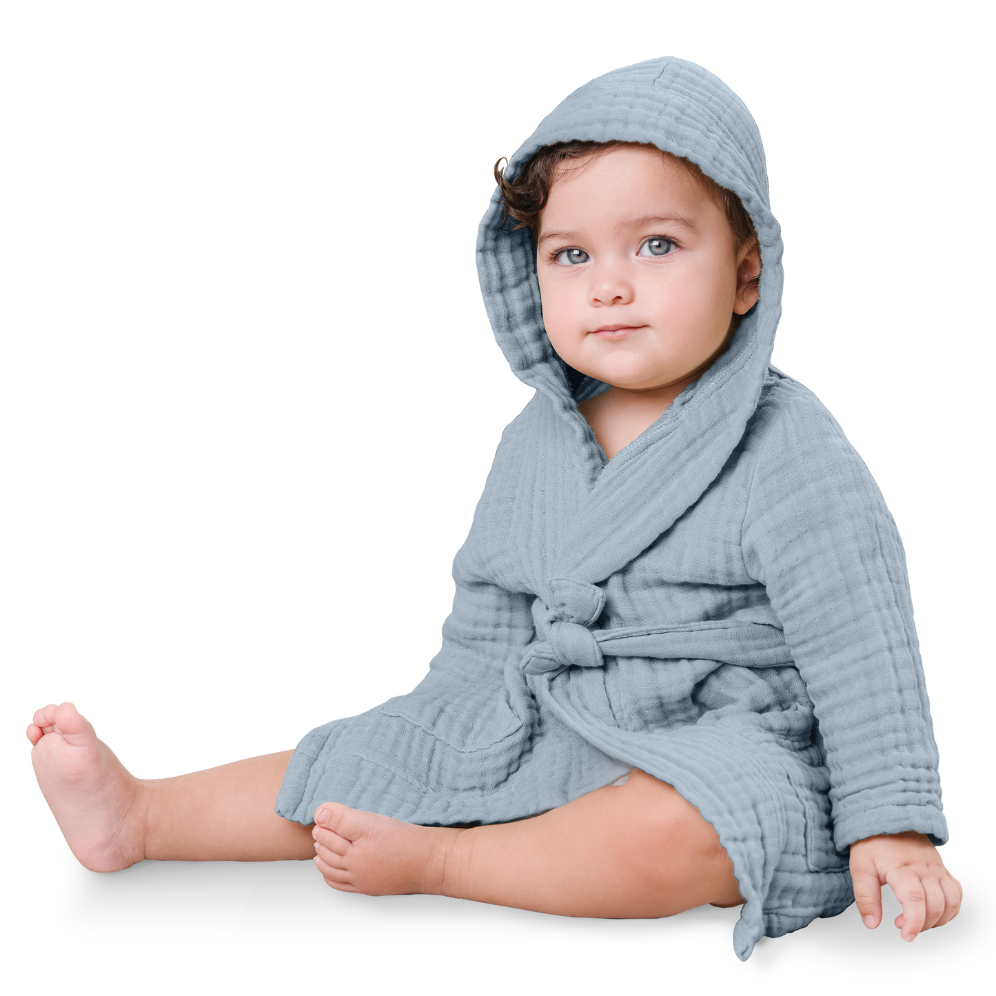 Muslin Bath Robe for Kids, Pacific Blue