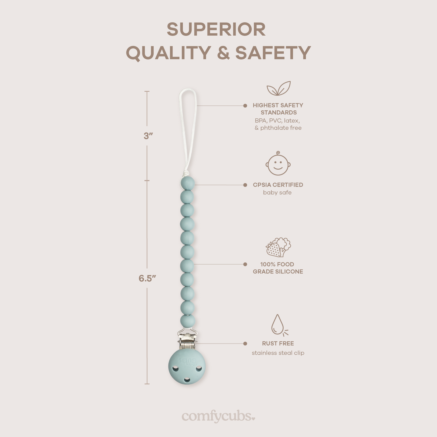 Pacifier Clips, 2 Pack - Earth Green