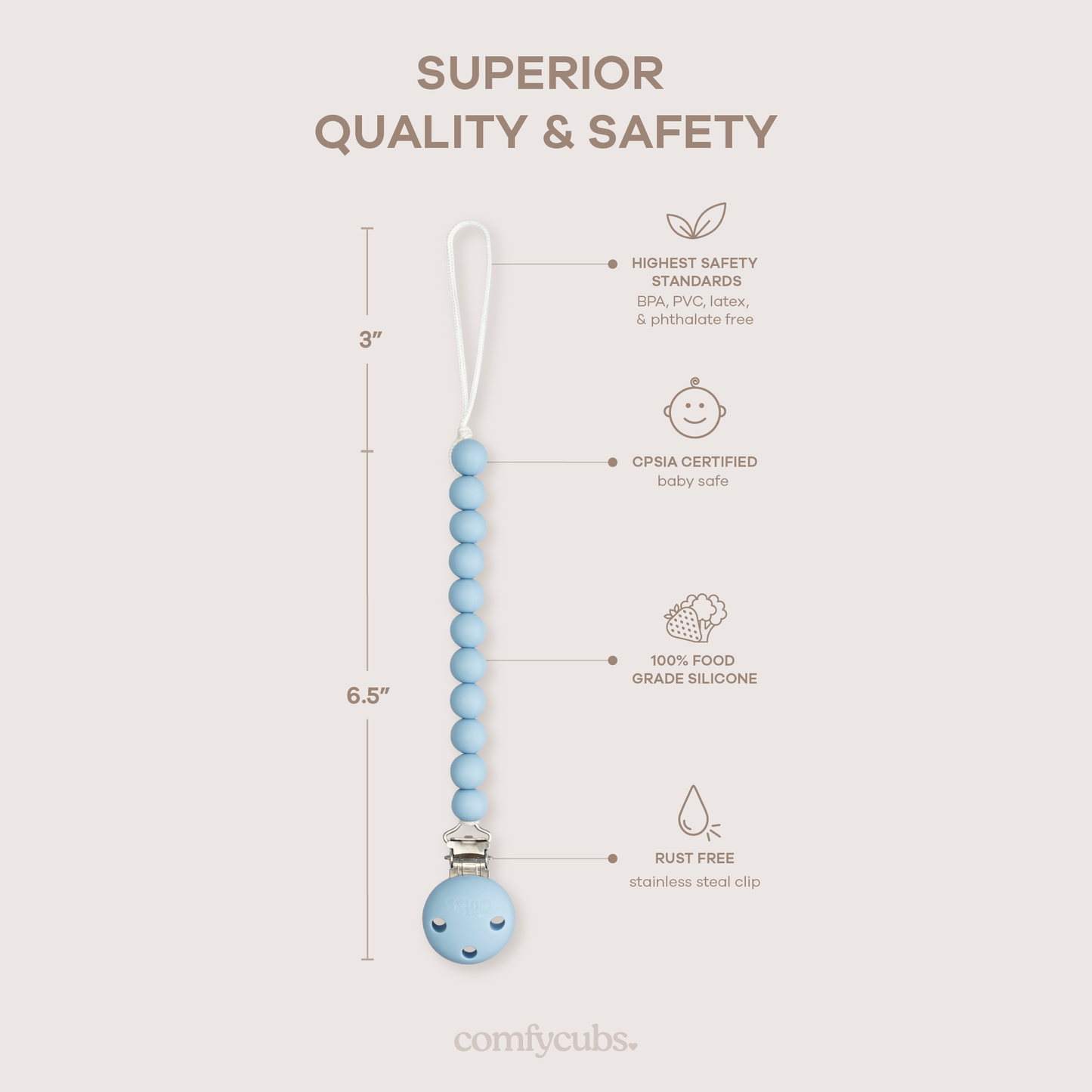 Pacifier Clips, 2 Pack - Sky Blue