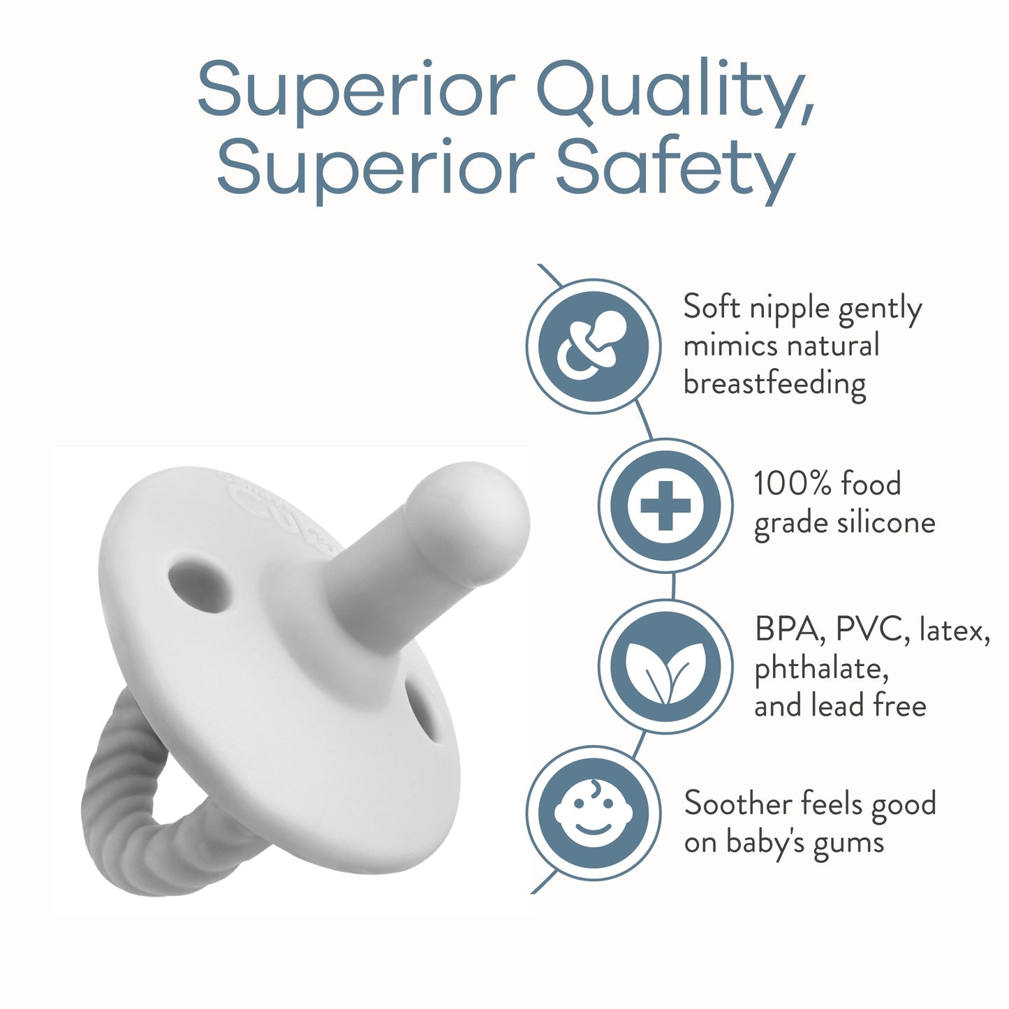 Pacifiers, 4 Pack - Grey