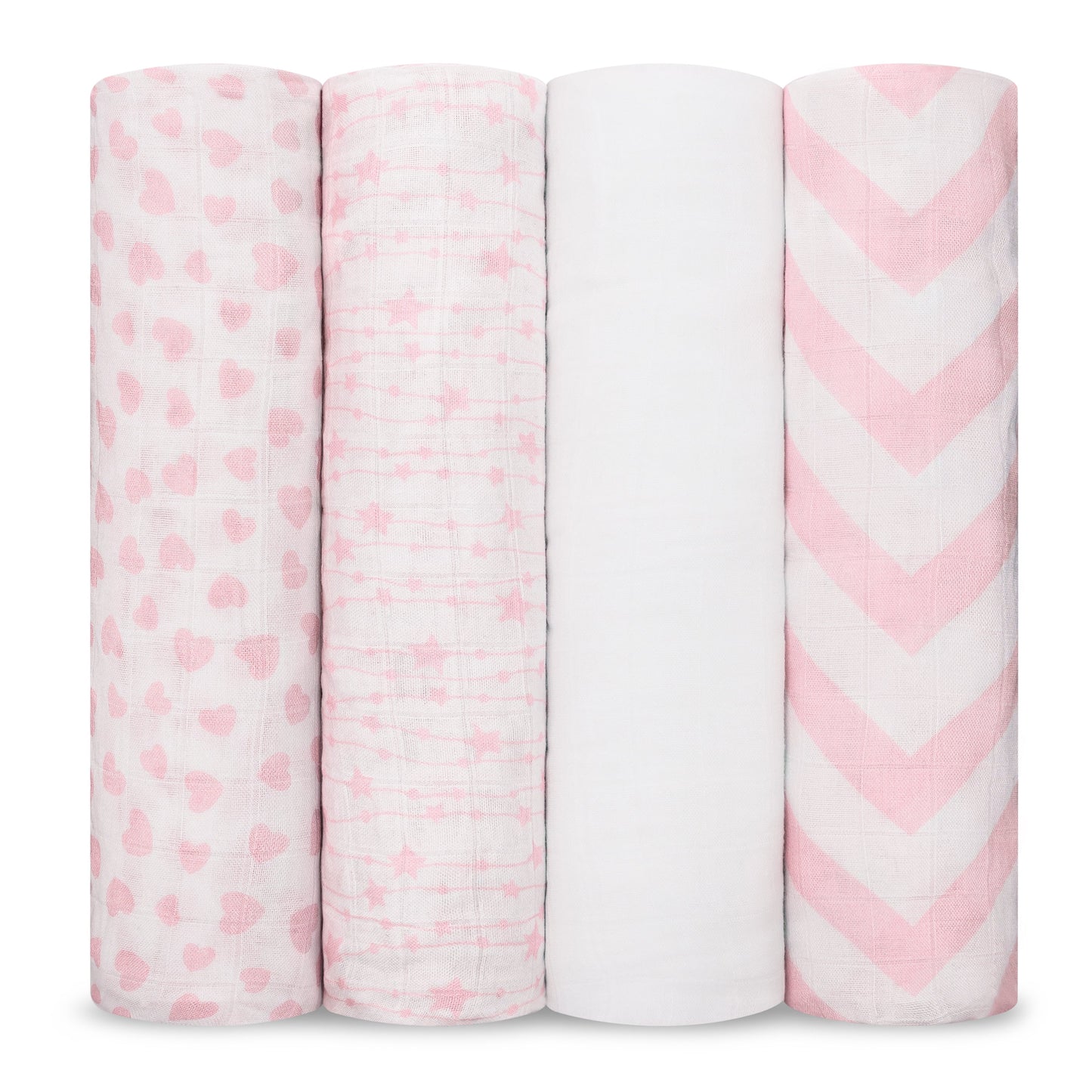 Muslin Swaddle Blankets, 4 Pack - Pink
