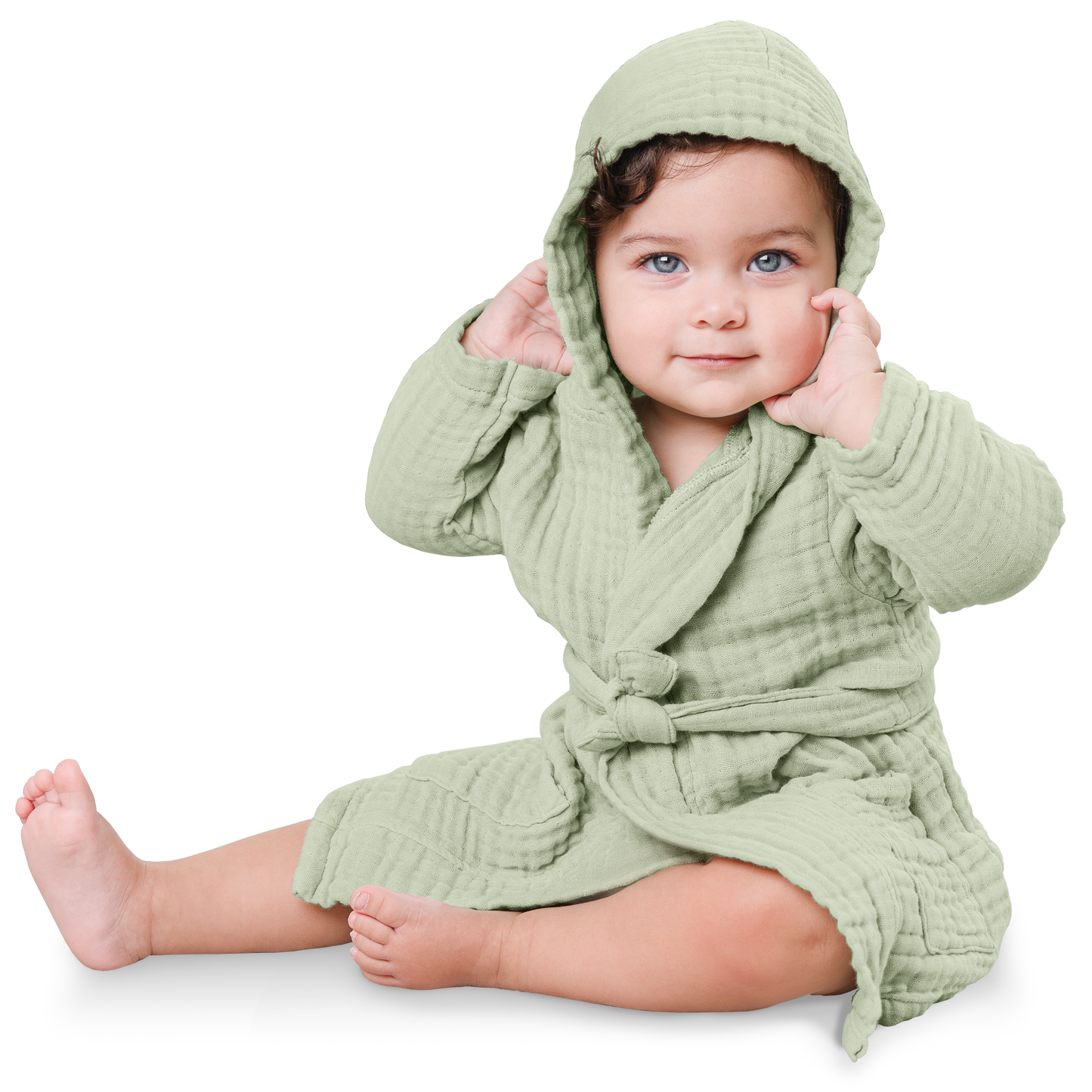 Muslin Bath Robe for Kids, Sage