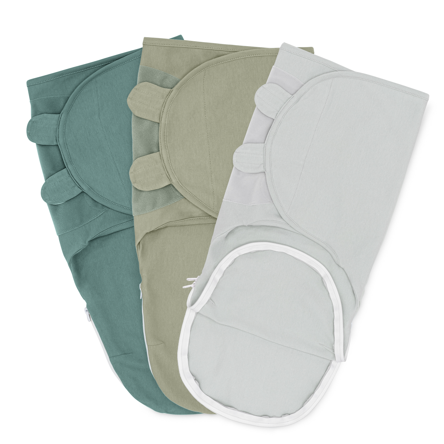 Easy Swaddle Blankets with Zipper - Stone, Sage, Azul
