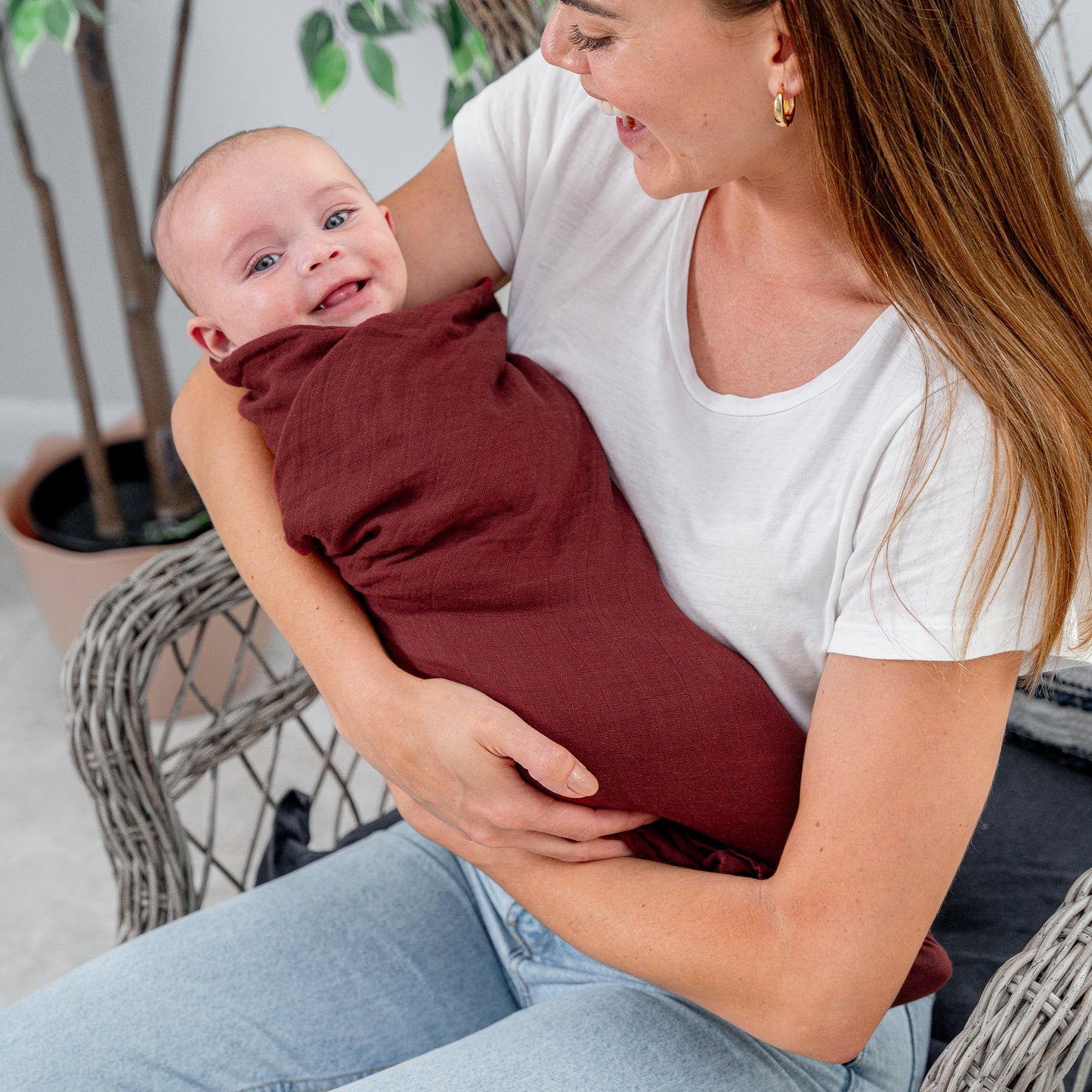 Muslin Swaddle Blanket, 1 Pack - Wine