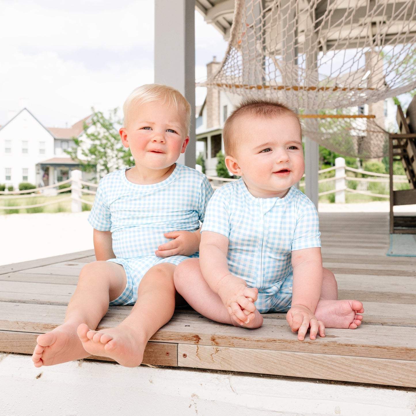 Harbor Gingham Short Sleeve & Shorts Bamboo Toddler Pajama Set