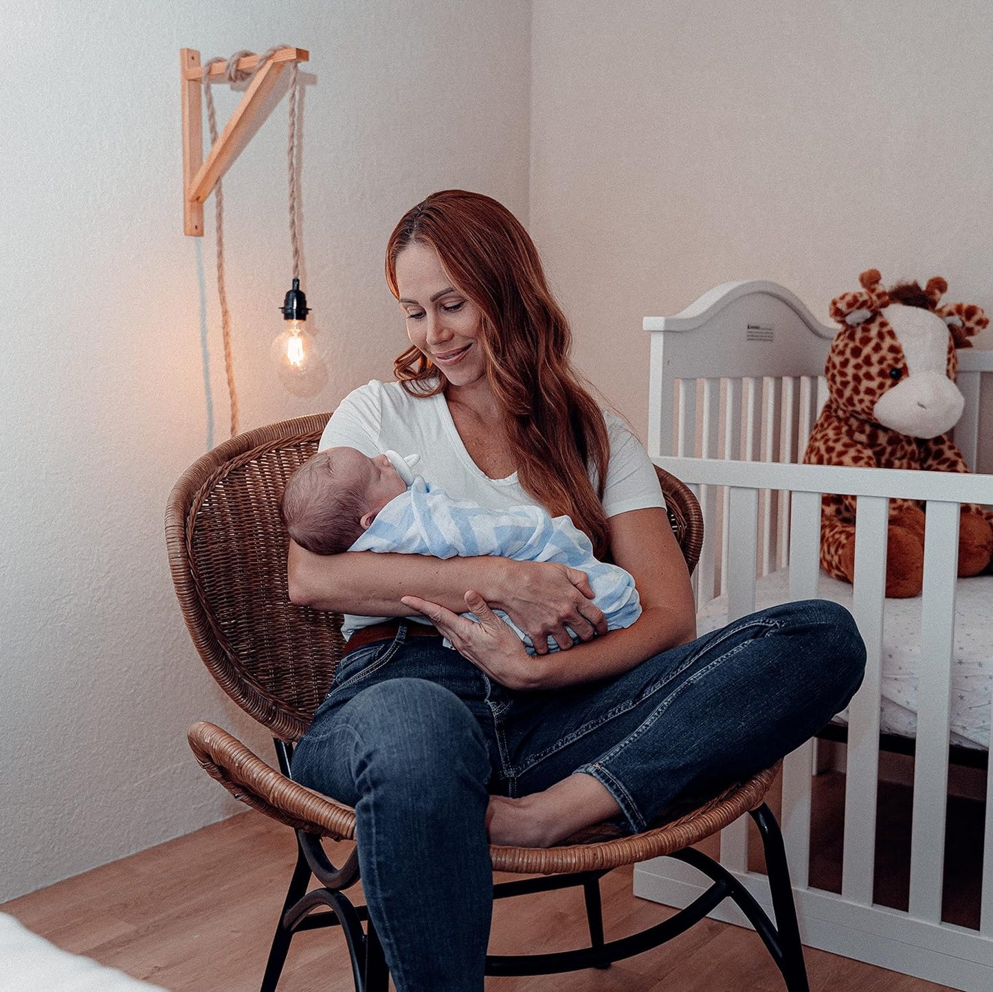 Muslin Swaddle Blankets, 4 Pack - Blue