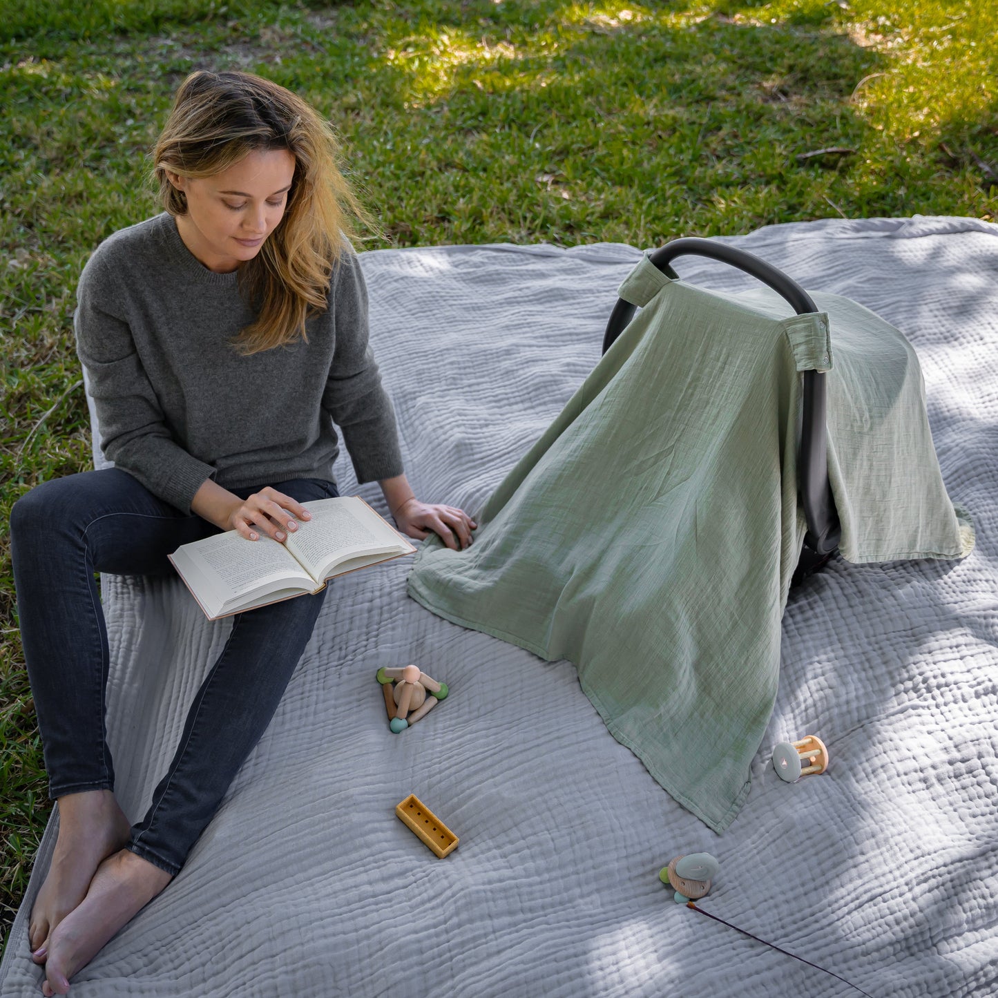 Baby Car Seat Cover - Sage