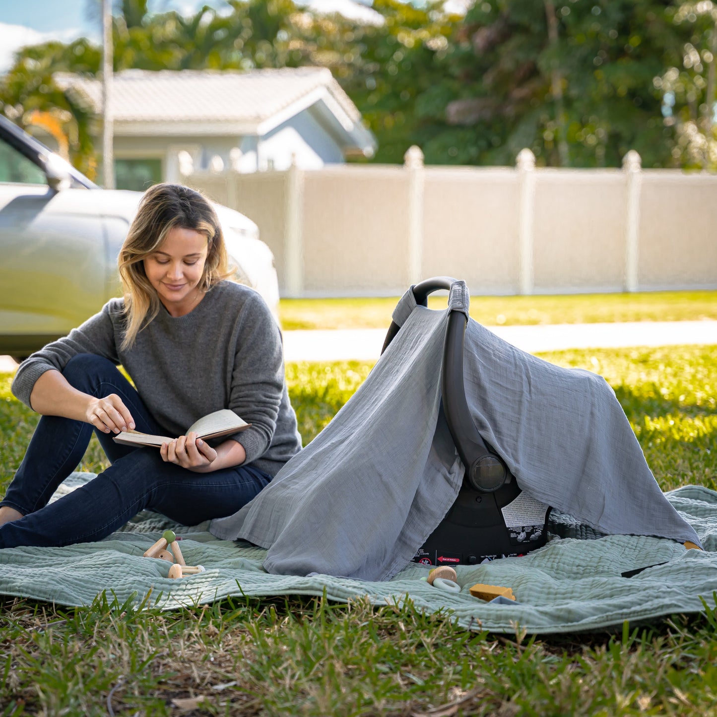 Baby Car Seat Cover - Pacific Blue