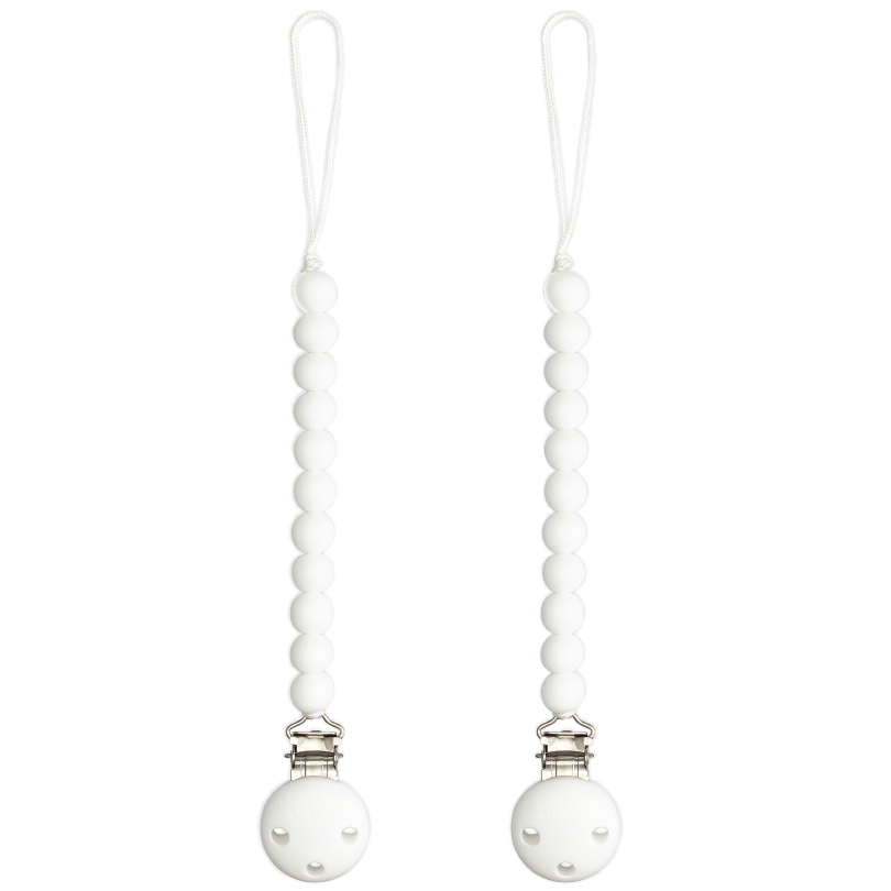 Pacifier Clips, 2 Pack - White
