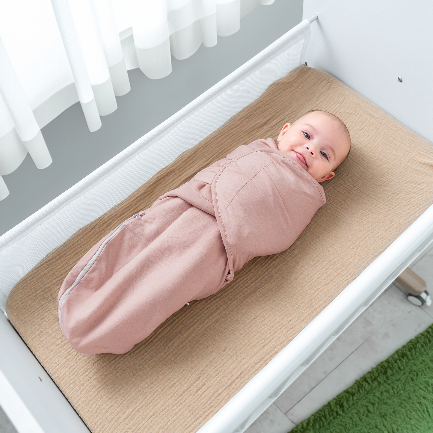 Easy Swaddle Blankets with Zipper - Light Blush, Blush, Mauve