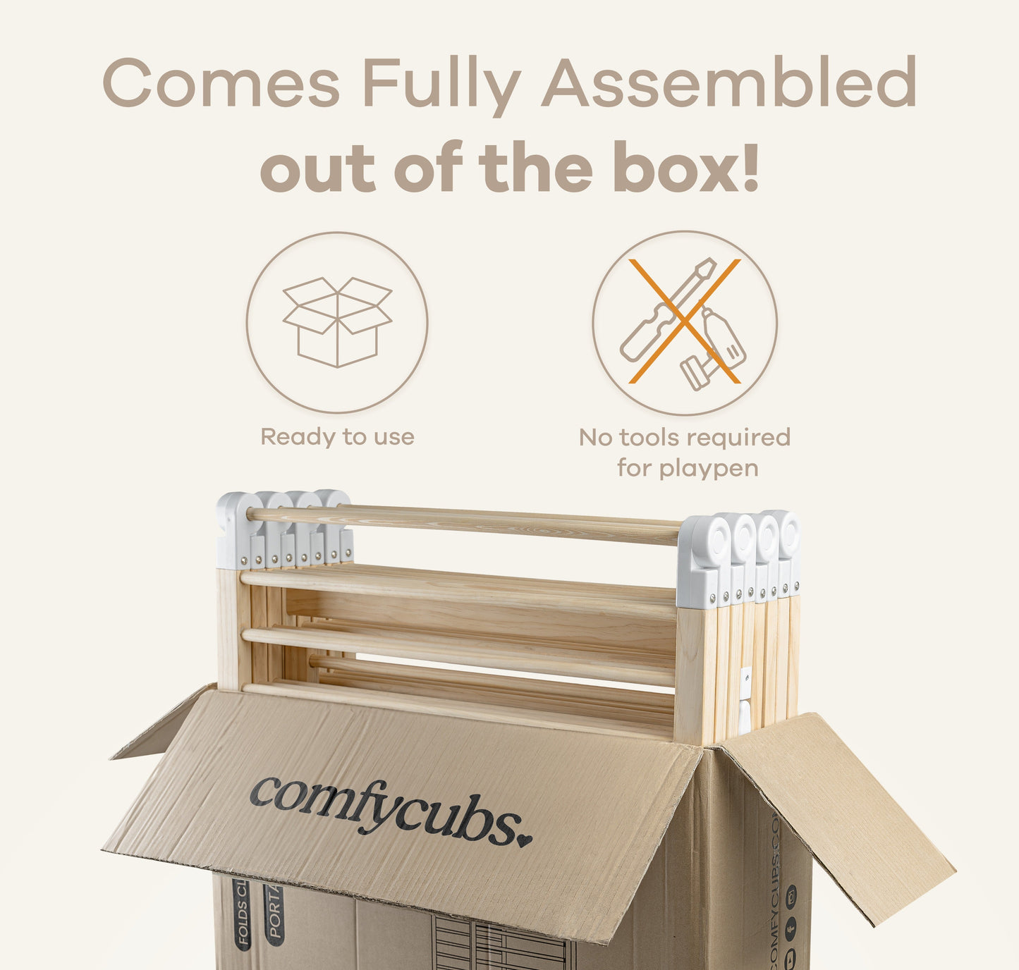 Playpen for Toddler and Babies in Natural Wood