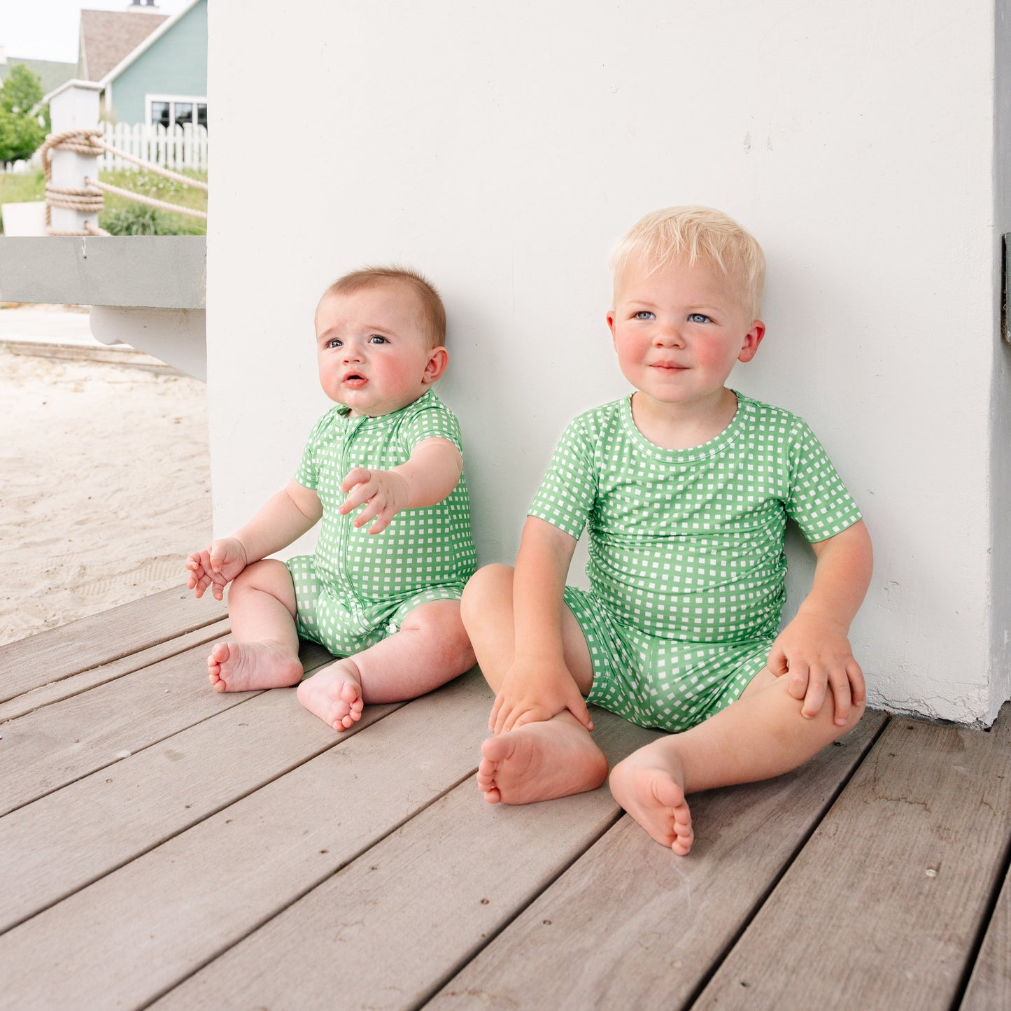 Garden Gingham Short Sleeve & Shorts Bamboo Toddler Pajama Set