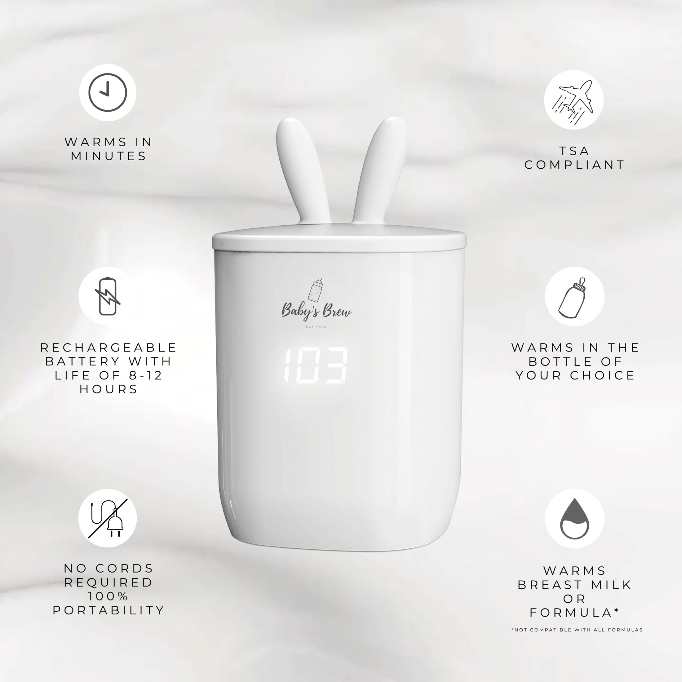 3.0 Portable Bottle Warmer Adapter Set (Warmer + Four Adapters) | The Baby's Brew - additional view