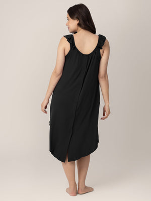 Ruffle Strap Labor & Delivery Gown | Black | Kindred Bravely - additional view