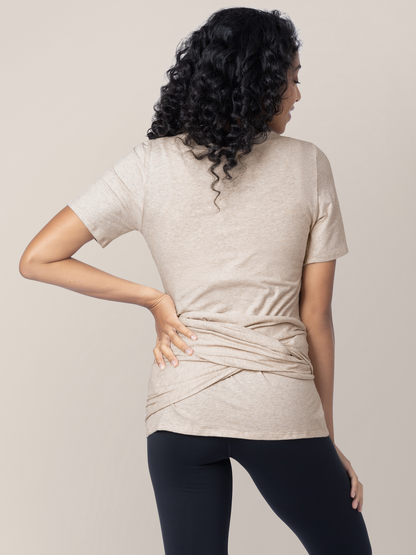 Organic Cotton Skin to Skin Short Sleeve Wrap Top | Oatmeal Heather