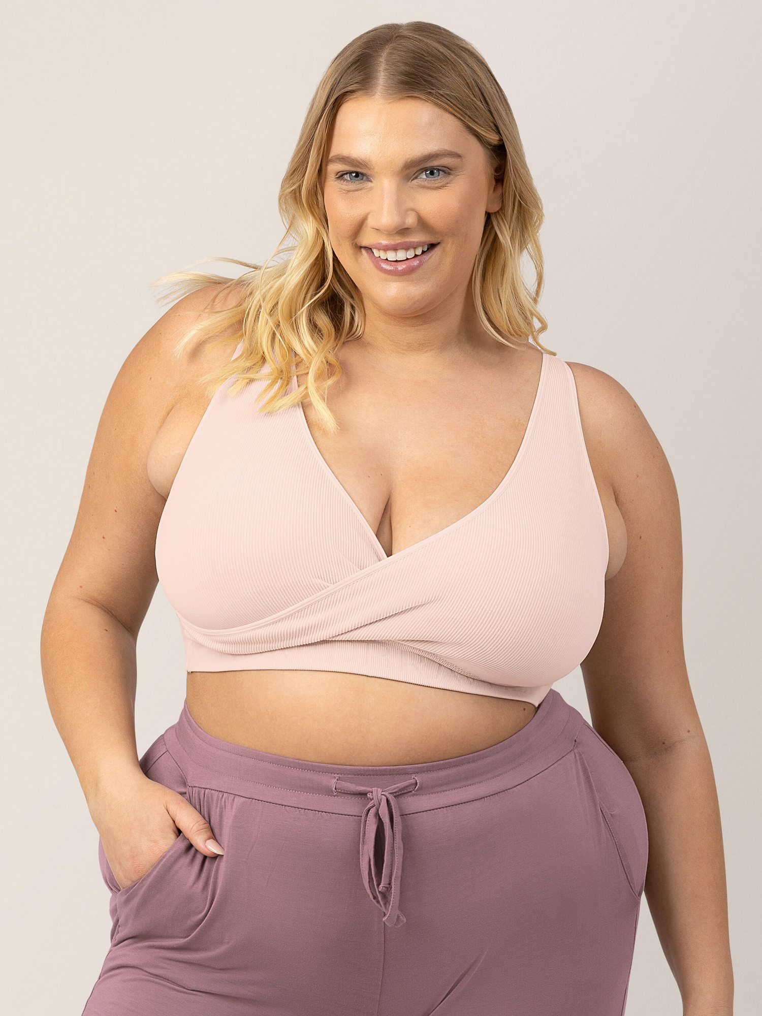 Sublime® Adjustable Crossover Nursing & Lounge Bra | Soft Pink | Kindred Bravely - additional view