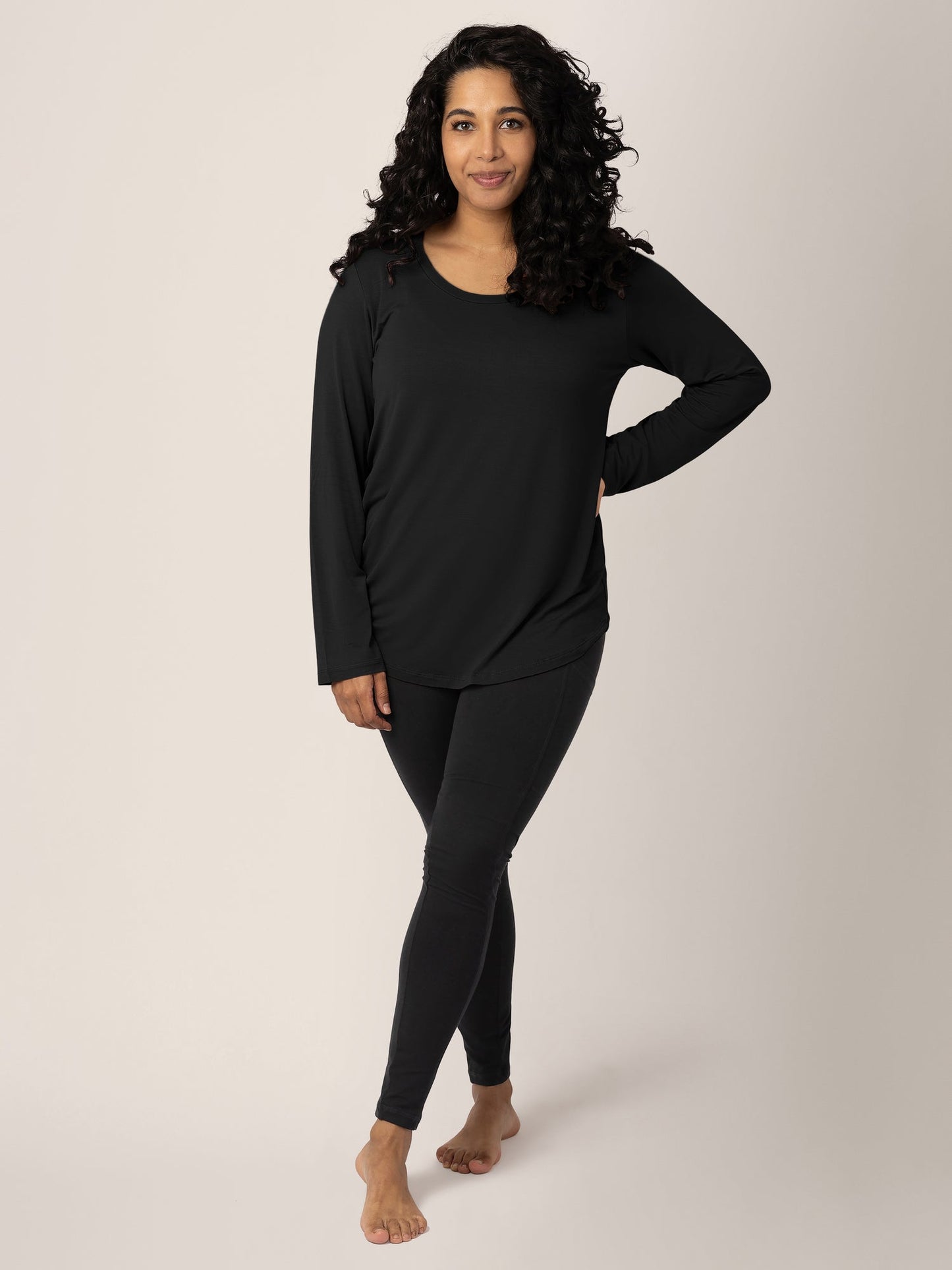 Bamboo Maternity & Nursing Long Sleeve T-shirt | Black