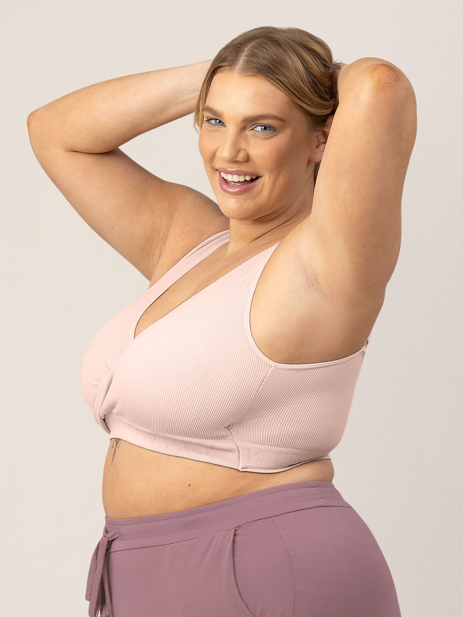 Sublime® Adjustable Crossover Nursing & Lounge Bra | Soft Pink | Kindred Bravely - additional view