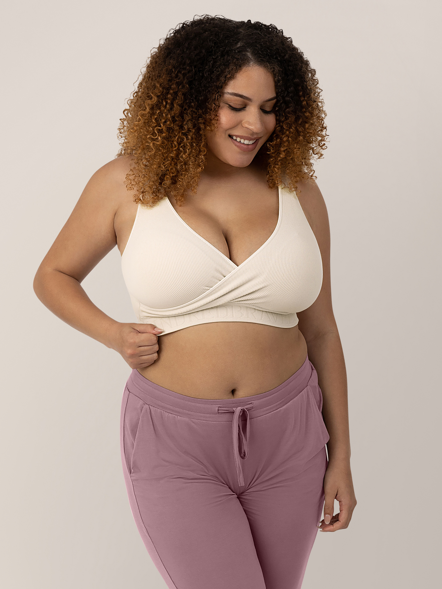 Sublime® Adjustable Crossover Nursing & Lounge Bra | Stone | Kindred Bravely - additional view