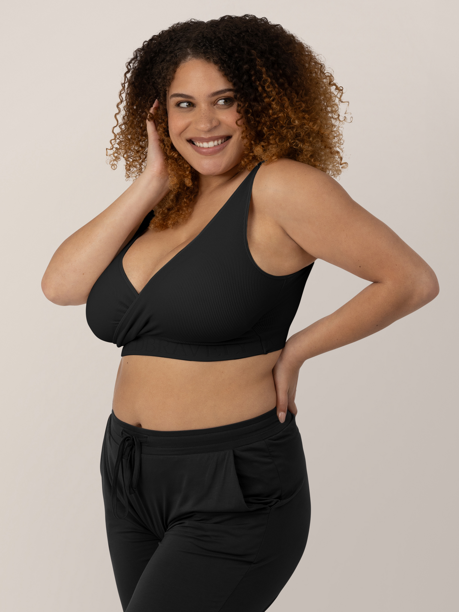 Sublime® Adjustable Crossover Nursing & Lounge Bra | Black | Kindred Bravely - additional view