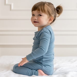Toddler/Kids Bamboo Pajamas - Ocean Blue | Dreamland Baby - additional view