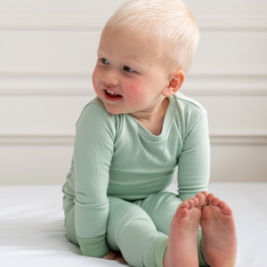 Toddler/Kids Bamboo Pajamas - Sage Green | Dreamland Baby - additional view
