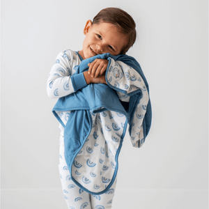 Toddler/Kids Bamboo Pajamas - Blue Rainbow | Dreamland Baby - additional view