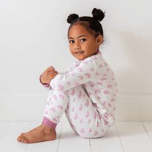 Toddler/Kids Bamboo Pajamas - Pink Rainbow | Dreamland Baby - additional view
