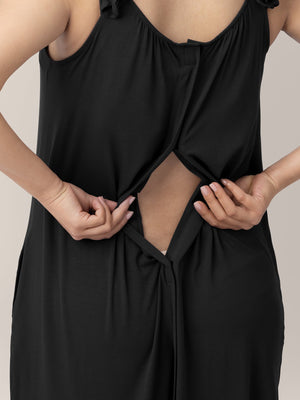 Ruffle Strap Labor & Delivery Gown | Black | Kindred Bravely - additional view