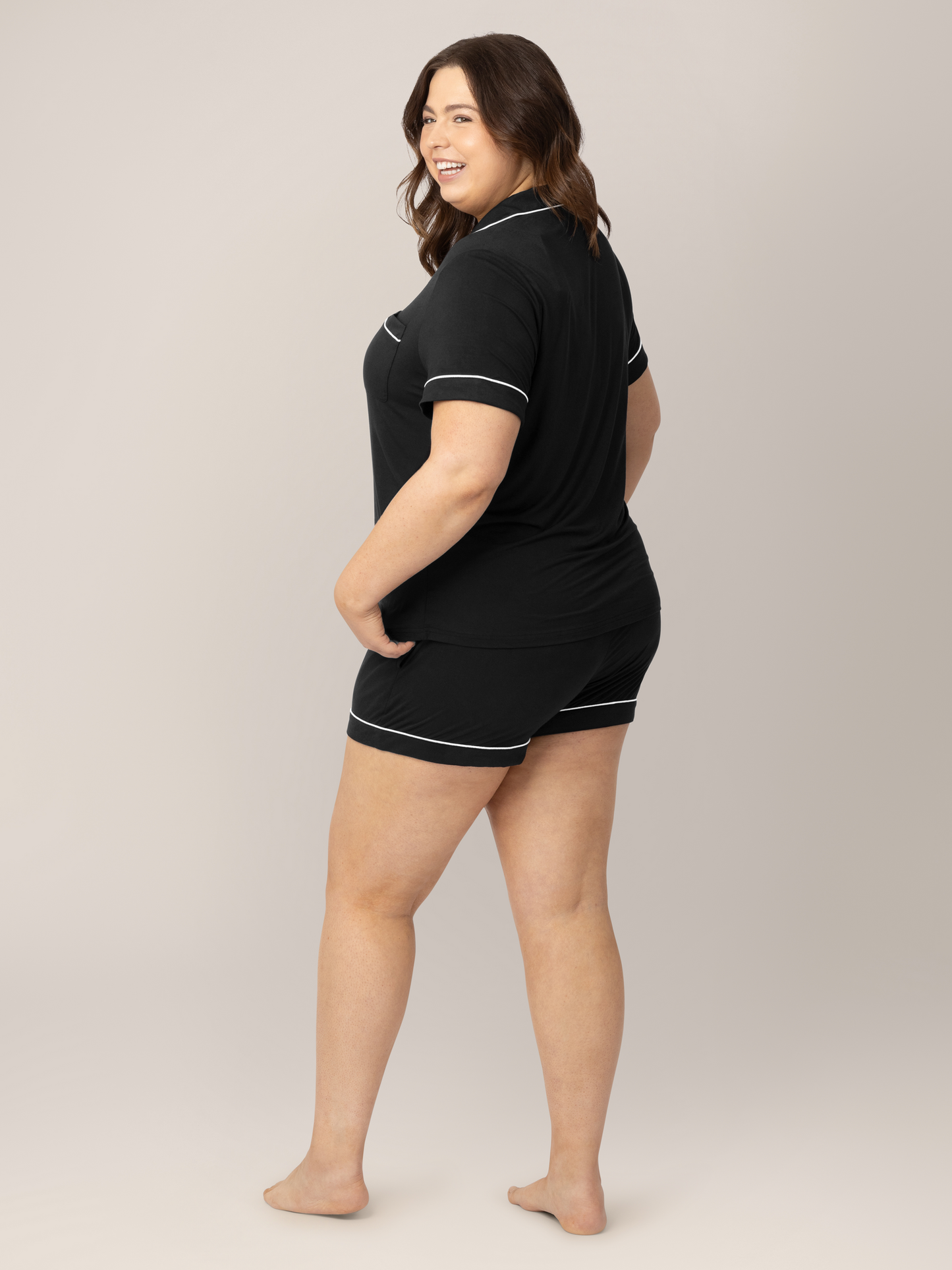 Clea Bamboo Short Sleeve Pajama Set | Black