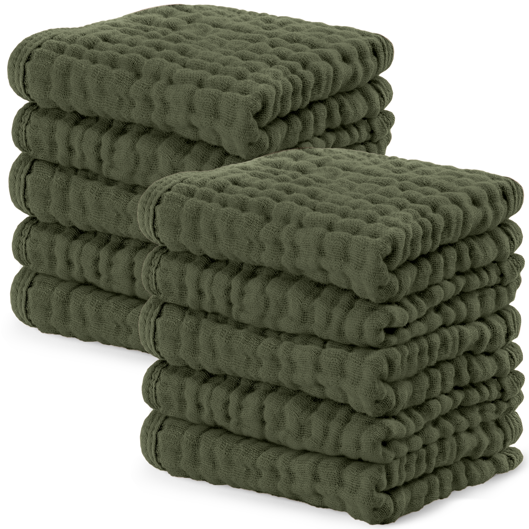 Muslin Washcloths in Kelp | Comfy Cubs - additional view