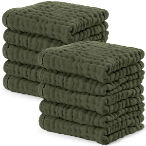 Muslin Washcloths in Kelp | Comfy Cubs - additional view