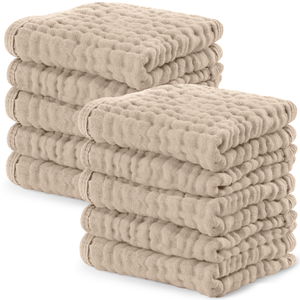 Muslin Washcloths in Sand | Comfy Cubs - additional view