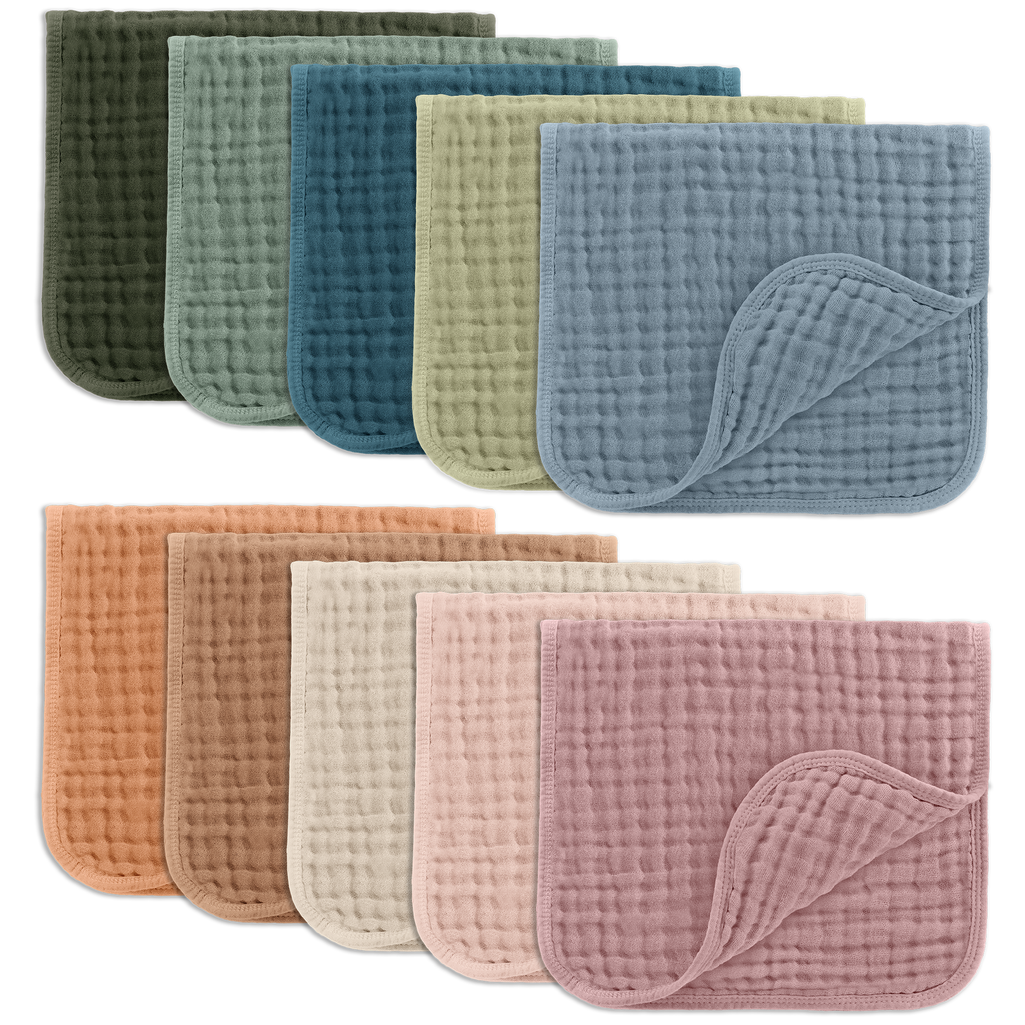 Muslin Burp Cloths in Multicolor | Comfy Cubs - additional view
