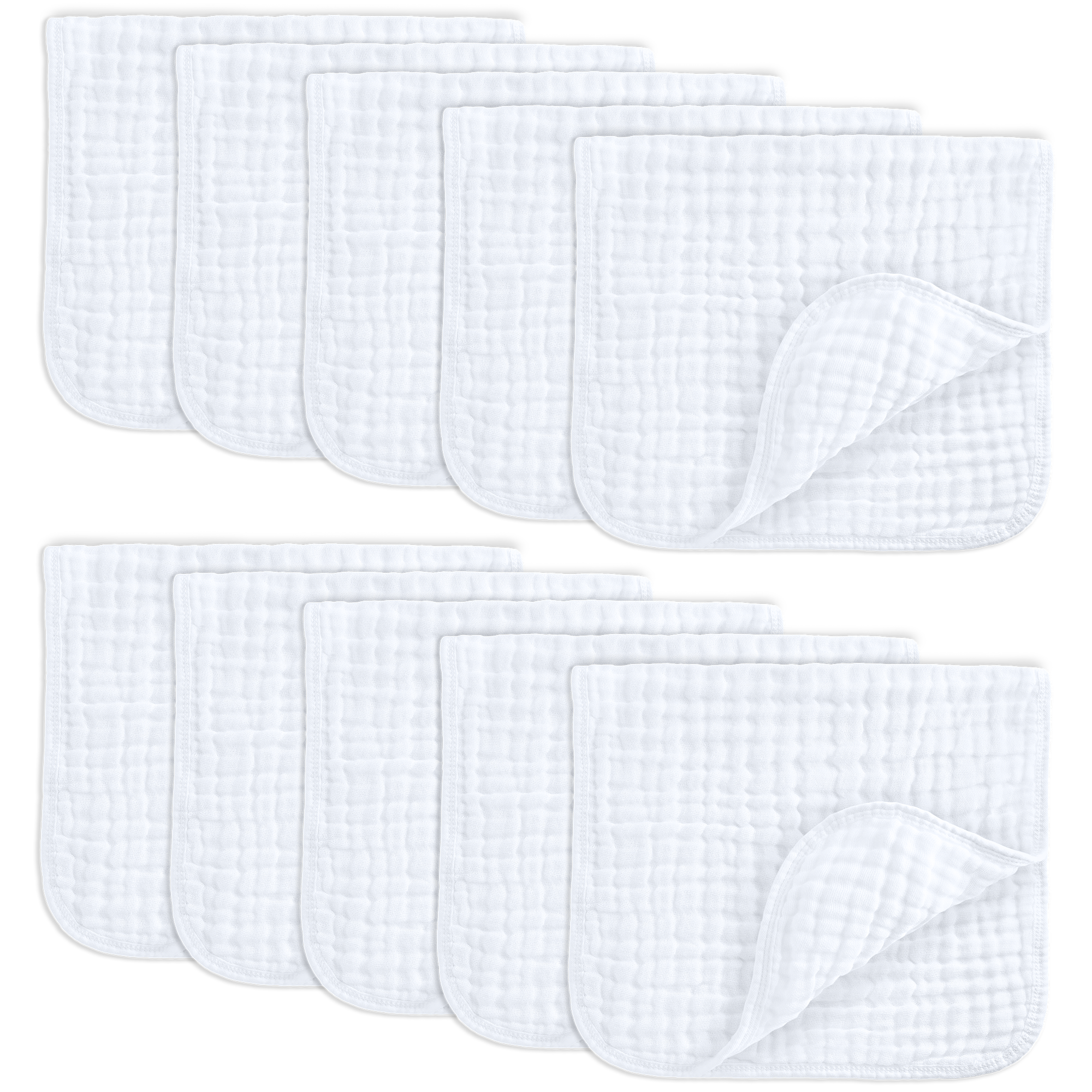 Muslin Burp Cloths in White | Comfy Cubs - additional view