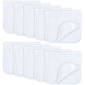 Muslin Burp Cloths in White | Comfy Cubs - additional view