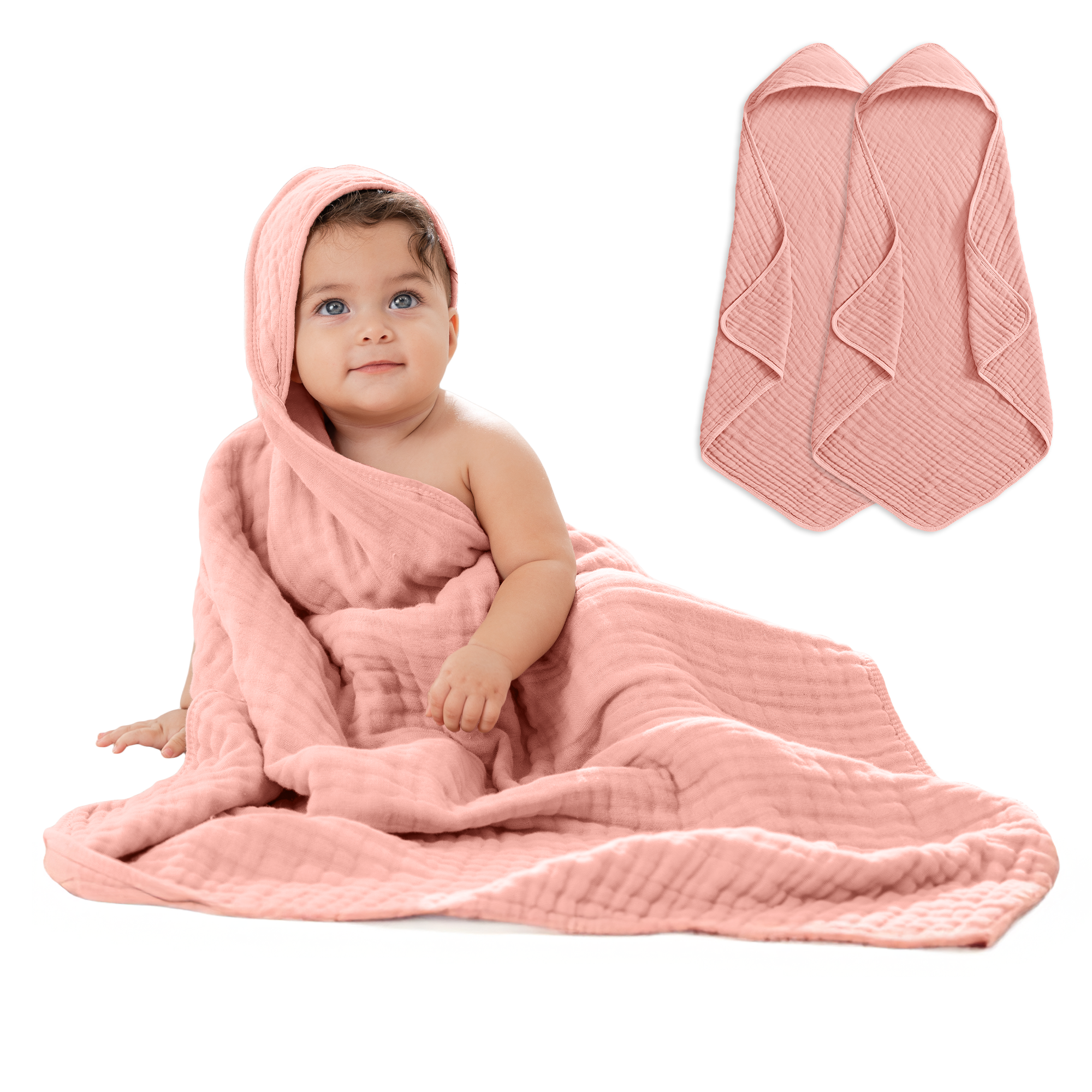 Baby Hooded Towels in Bold Blush | Comfy Cubs - additional view