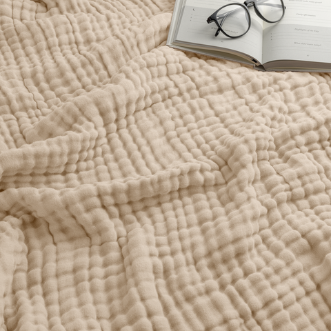Comfy Cubs Adult Muslin Blanket in Sand