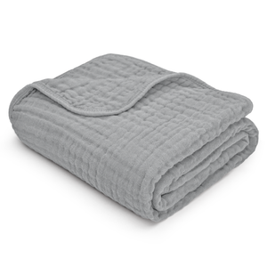 Baby Muslin Blanket in Heather Blue | Comfy Cubs