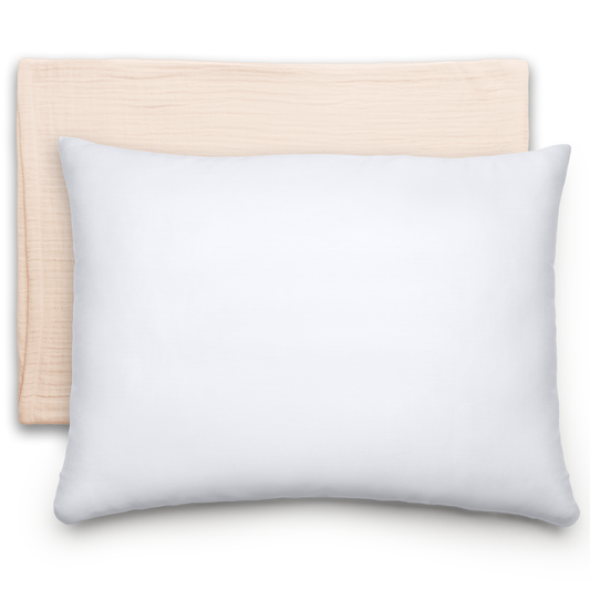 Toddler Pillows with Soft Muslin Pillow Case - Cream