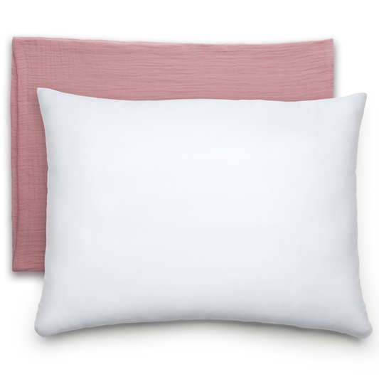 Toddler Pillows with Soft Muslin Pillow Case - Mauve