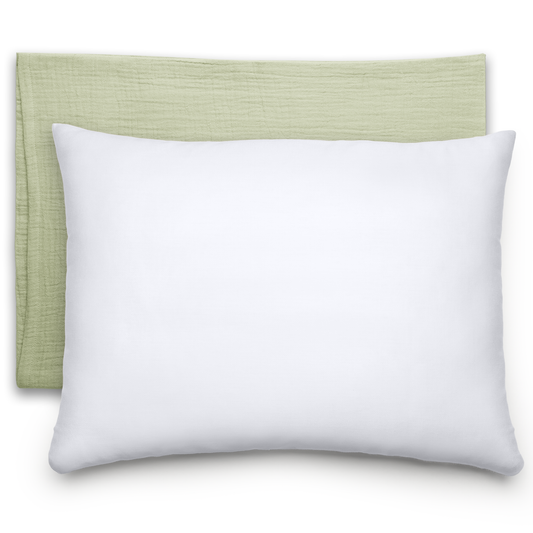 Toddler Pillows with Soft Muslin Pillow Case - Sage