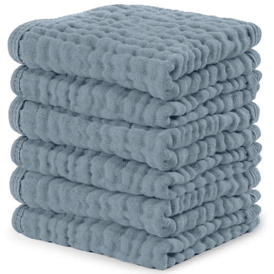 Muslin Washcloths - Pacific Blue