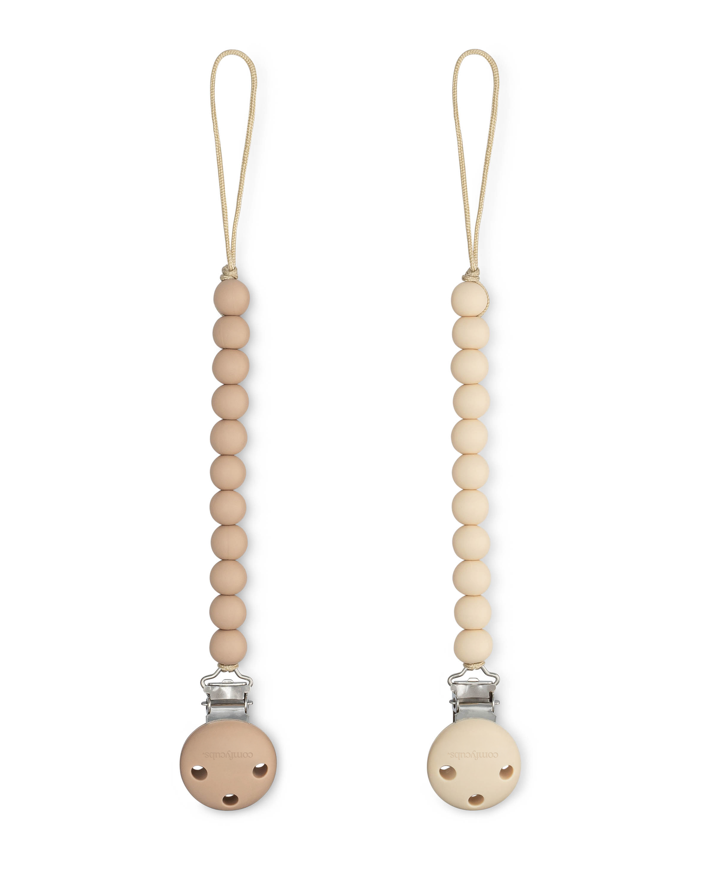 Pacifier Clips, 2 Pack - Beige & Light Beige