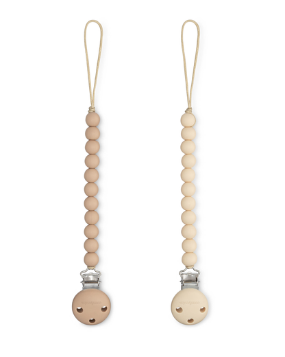Pacifier Clips, 2 Pack - Beige & Light Beige