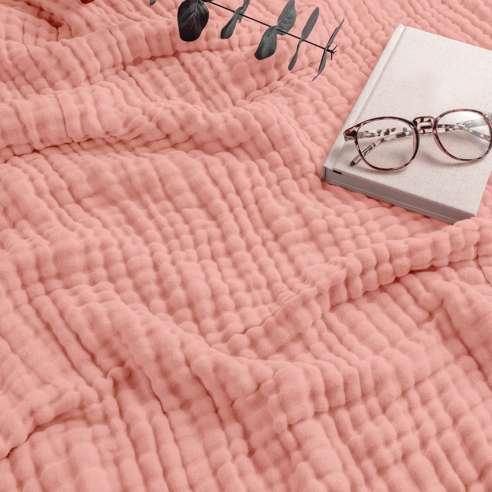 Adult Muslin Blanket in Bold Blush | Comfy Cubs - additional view