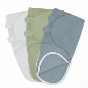 Easy Swaddle Blankets with Zipper in Stone, Pacific Blue, Sage | Comfy Cubs
